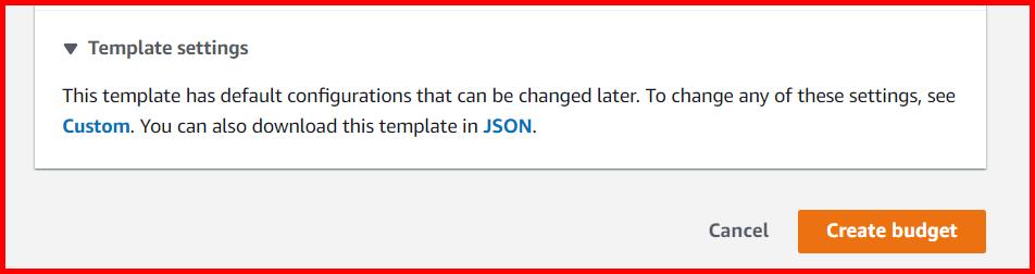 Picture showing the Create budget button for creating the budget
